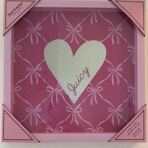 NWT Juicy Couture Pink & Silver Heats and Bows Framed Art